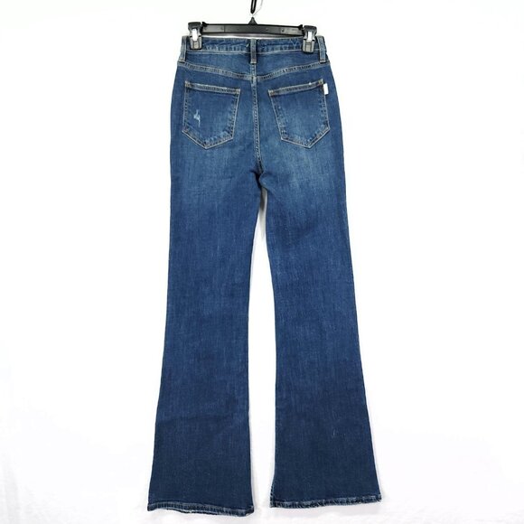 Oliver Logan The Russel Flare Denim Jeans Womens 25 Split Hem Distressed - Picture 2 of 15